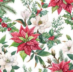 AMBIENTE Szalvéta 33x33cm 20db/csomag Christmas florals, Karácsonyi virágok