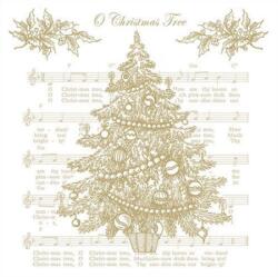 AMBIENTE Szalvéta 33x33cm 20db/csomag O Christmas Tree Gold, Arany karácsonyfa ének