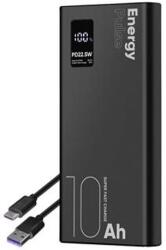 OBAL:ME EnergyPulse, 22, 5W 10000mAh, PowerBank, Szupergyors töltésű Külső akkumulátor, USB-A USB-C + MicroUSB kábel, fekete (OMPWB10K) (OMPWB10K)
