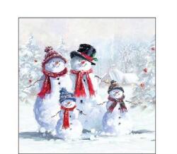 AMBIENTE Szalvéta 1db 25x25cm Snowman with hat, Hóember kalapban (AMB.32513435)