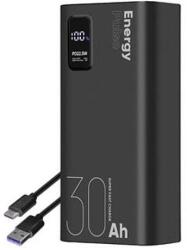 OBAL:ME EnergyPulse, 22, 5W 30000mAh, PowerBank, Szupergyors töltésű Külső akkumulátor, USB-A USB-C+ MicroUSB kábel, fekete (OMPWB30K) (OMPWB30K)