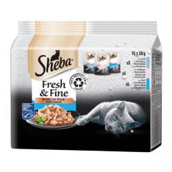 Sheba Fresh & Fine - tőkehallal, lazaccal és tonhallal mártásban 15 x 50 g