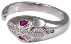 Ékszershop Rózsaszín és fehér köves kígyós ezüst gyűrű (2180564)