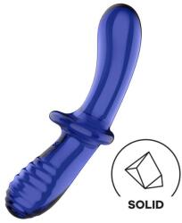 Satisfyer Double Crystal Light Blue - dildo din sticlă, utilizare dublă (albastru deschis)