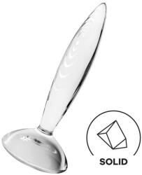 Satisfyer Sparkling Crystal - dop anal din sticlă cu striații (transparent)