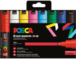 uni UNI Posca PC-8K Akril Marker Készlet 8 Darab/Készlet Alap Színek PFP (2UPC8K8DBALAP)