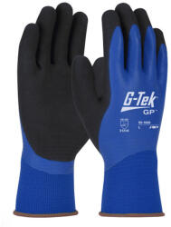 G-Tek G-TEK poliészter kötött, vízálló, latex tenyérmártott munkavédelmi kesztyű fekete/kék 10/XL