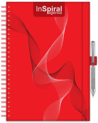 Dayliner Határidőnapló InSpiral A5 heti, fehér lapokkal piros-piros Dayliner 2026 (57816)
