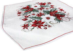 Mondo Italia Karácsonyi zsenília terítő Karácsonyi rózsa 90x90 cm Chenille IT040