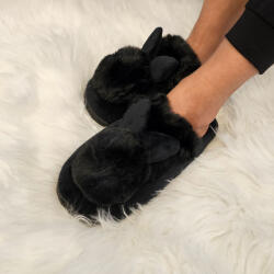 J. B. P. Shoes Cuki nyuszis női szobapapucs - biztonságos csúszásgátló talppal Fekete, 38/39 99326