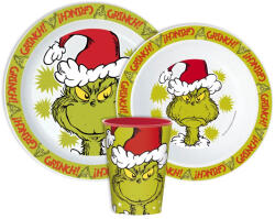  A Grincs Christmas Mischief étkészlet, micro műanyag szett, pohárral 260 ml (JVL11174) - oliviashop
