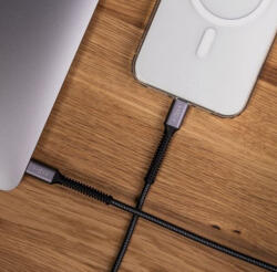 FIXED USB-C 2m adat és töltőkábel PD3.1 240W szürke nylon fonott FIXED Armor (FIXDA-CC2-GR)