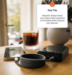 FIXED USB-C 1.2m adat és töltőkábel mágneses PD3.1 240W szürke fonott FIXED (FIXDBM-CC12-GR)