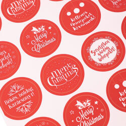 Valex Decor 24 db. 4cm-es karácsonyi matrica - Piros (DM06-03)