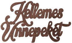 Valex Decor 3db. "Kellemes Ünnepeket" karácsonyi fa felirat 10 x 6cm - Barna (MT20-09)