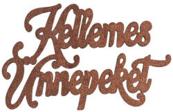 Valex Decor 2db. "Kellemes Ünnepeket" karácsonyi fa felirat 12.5 x 8cm - Barna (MT21-48)