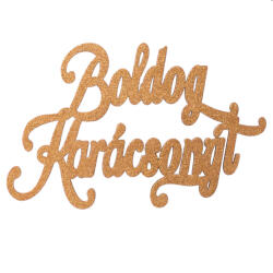 Valex Decor 2db. "Boldog Karácsonyt" fa felirat 12.5 x 8cm - Arany (MT21-63)