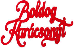 Valex Decor 2db. "Boldog Karácsonyt" fa felirat 12.5 x 8cm - Matt piros (MT21-60)