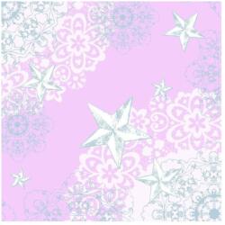 Mank Karácsonyi textilhatású dekorszalvéta "Sternenschein rózsa/ezüst" 40x40 cm 50 lap/csomag