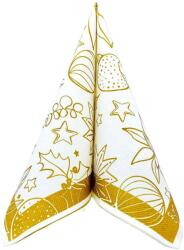 Mank Karácsonyi textilhatású dekorszalvéta "Milan fehér-arany" 40x40 cm 50 lap/csomag