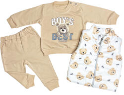 Baby 3-részes babaruha szett- Maci, bézs Méret: 80 (9-12hó)