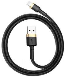 Baseus CAFULE adatkábel (USB - lightning, 2.4A, gyorstöltő 3.0, 100cm, törésgátló) FEKETE/ARANY CALKLF-BV1 (CALKLF-BV1)