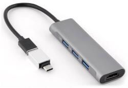 Bluestork HUB-MINI USB-A to 3xUSB2.0 + 1xUSB-C 1xHDMI USB3.0 Grey (HUB-MINI)
