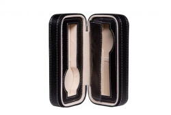 908 Fekete műbőr utazótok 2db órának