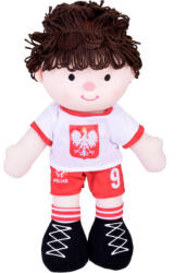 Jokomisiada Puha focista rongybaba 40 cm piros-fehér mez 9-es szám (21576)