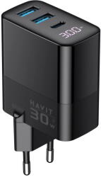 Havit Incarcator priza HAVIT UCLE001 EU, 2 USB-A, 1 USB-C, 30W, Negru (6939119068677)