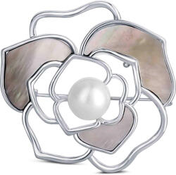 JwL Luxury Pearls Gyöngy bross 2v1 valódi fehér gyönggyel és kristállyal JL0627