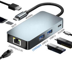 OEM Docking Station MSB BYL-2402, 7 in 1 Type-C to HDMI (4K60Hz), 2*USB3.2(10Gbps), SD/TF3.0, PD100W, RJ45 (2500Mbps) (BYL-2402)