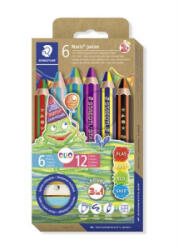 STAEDTLER Színes ceruza készlet, duo színű, hegyezővel, 'Noris junior 140', 6 különböző szín (TS1402C6) (TS1402C6)