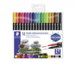 STAEDTLER Alkoholos marker készlet, 0, 5/3, 0 mm, kétvégű, '3187', 18 különböző szín (TS3187TB18) (TS3187TB18)