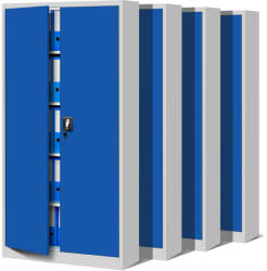  Set 4x fém iratszekrény JAN H, 900 x 1950 x 400 mm, szürke-kék (C024)