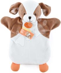 Doudou Cățeluș de pluș pentru teatru de păpuși Puppy Doudou et Compagnie alb-maro 25 cm de la 0 luni (DC4011)