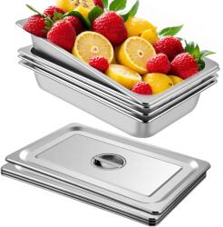 VEVOR Set 4 recipiente VEVOR Gastronorm din inox cu capac 13L antiaderente pentru catering si bufet (Pack Steam Table Pans4)