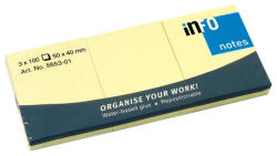 Info Notes Notes adeziv Info notes 40 x 50 mm, 3 x 100 file/set, Galben pal (IN565301)