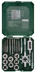 PARKSIDE Green 21 részes menetvágó, menetmetsző, menetfúró készlet műanyag dobozban metrikus ISO és 1/8" csavarmenetekhez M3 - M12 (PS_471917)