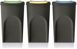 Prosperplast Sortibox 3 db kosár, szelektív gyűjtéshez, 39x29x49, 5 cm, 35 L, fekete (80965)