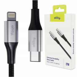 Allity Cablu de date si incarcare AUC-01 USB-C to Lightning 27W 1m Negru - pcone