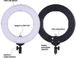 Zomei Lampa circulara Zomei 35cm cu suport telefon (7024)