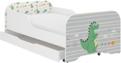 Wooden Toys Miki Gyerekágy - 140x70 cm, Matraccal és Ágyneműtartóval, Dínó