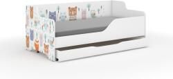 Wooden Toys Lilu Gyerekágy - Laminált Fronttal és Oldallal, 160x80 cm, Matraccal és Ágyneműtartóval, Erdős