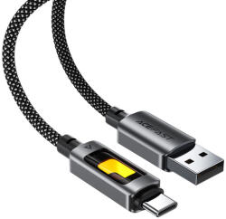 ACEFAST Data Cable Acefast (C21-04) - Gyors töltés, USB - Type-C, 3A, Színes gradiens fényhatás, Nejlon fonat, 1.2m - Fekete