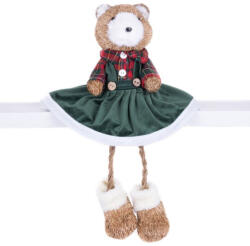 MagicHome karácsonyi dekoráció, Medve zöld ruhában, 17 x 14 x 26 cm (TC8091188)