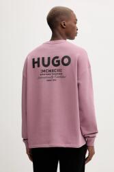 HUGO Blue pamut melegítőfelső fekete, nyomott mintás, 50510732 - rózsaszín XL