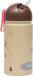 OYOY Butelie termică cu pai Friends in the Forest, 360 ml, bej-maro (M107749)