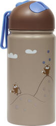 OYOY Butelie termică cu pai Friends in the Forest, 360 ml, maro (M107748)