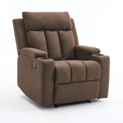  Manuális fekvőfotel, relax fotelágy két pohártartóval, sötétbarna szövet (JNF-MANUAL-FABRIC-DARK BROWN) JN-R8005A51